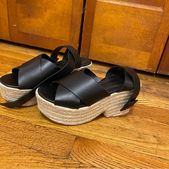ALOHAS Lyla NIB Black and Tan Espadrille Platform Sandals - Picture 6 of 8